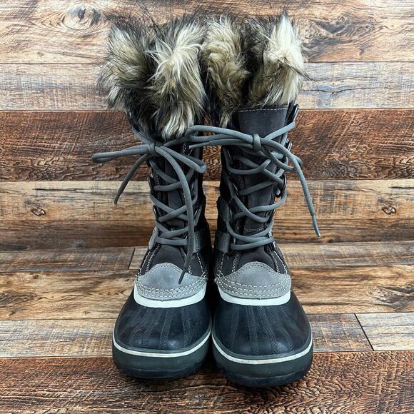 Sorel Joan of Arctic Winter Fur Boots Women's 6 Gray Waterproof Suede Lace Up - Picture 8 of 12
